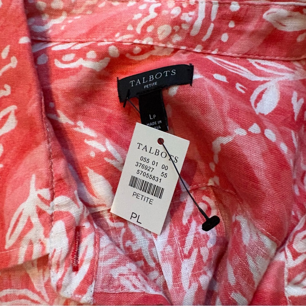 NWT, Talbots Linen Boyfriend Shirt - Brushed Paisley, Sz Petite Lg - Picture 15 of 16